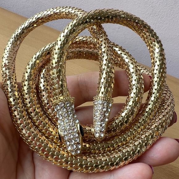 SERPENT SNAKE GOLDTONE MAGNETIC MESH LARIAT